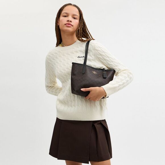 NWT Coach Outlet Small City Tote Bag In Signature Canvas - Picture 4 of 5